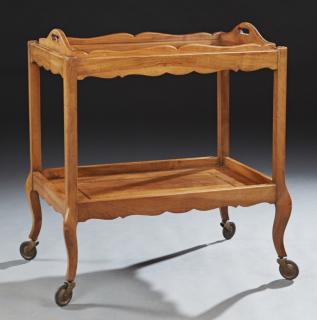 Appraisal: French lnlaid Walnut Dessert Cart c the to French lnlaid