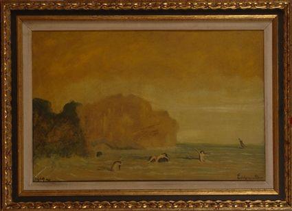 Appraisal: LOUIS ELSHEMIUS - SEA NYMPHS Oil on board x in