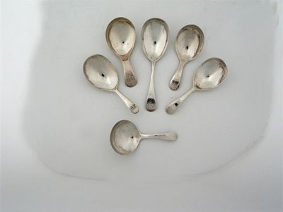 Appraisal: Six various George III caddy spoons some initialled