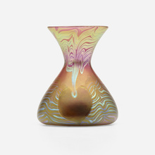 Appraisal: Loetz PH NOMEN HEARTS VASE GRE Austria c hand-blown glass