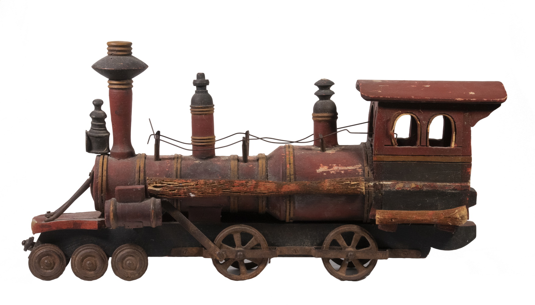 Appraisal: HAND CRAFTED WOODEN TOY LOCOMOTIVE ENGINE Early th c Large