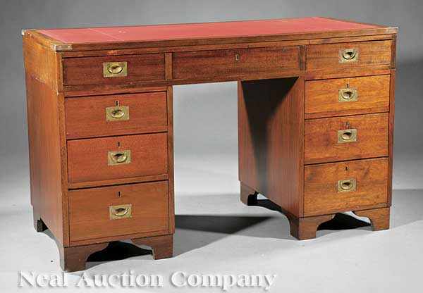 Appraisal: An Antique English Mahogany Campaign Desk stamped Arthur Foley and