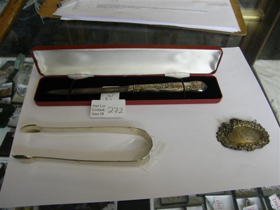 Appraisal: Set of twelve silver tea spoons and matching sugar tongs