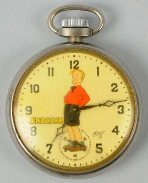 Appraisal: Skeezix Character Pocket Watch Circa s Made by Igraham Depicts