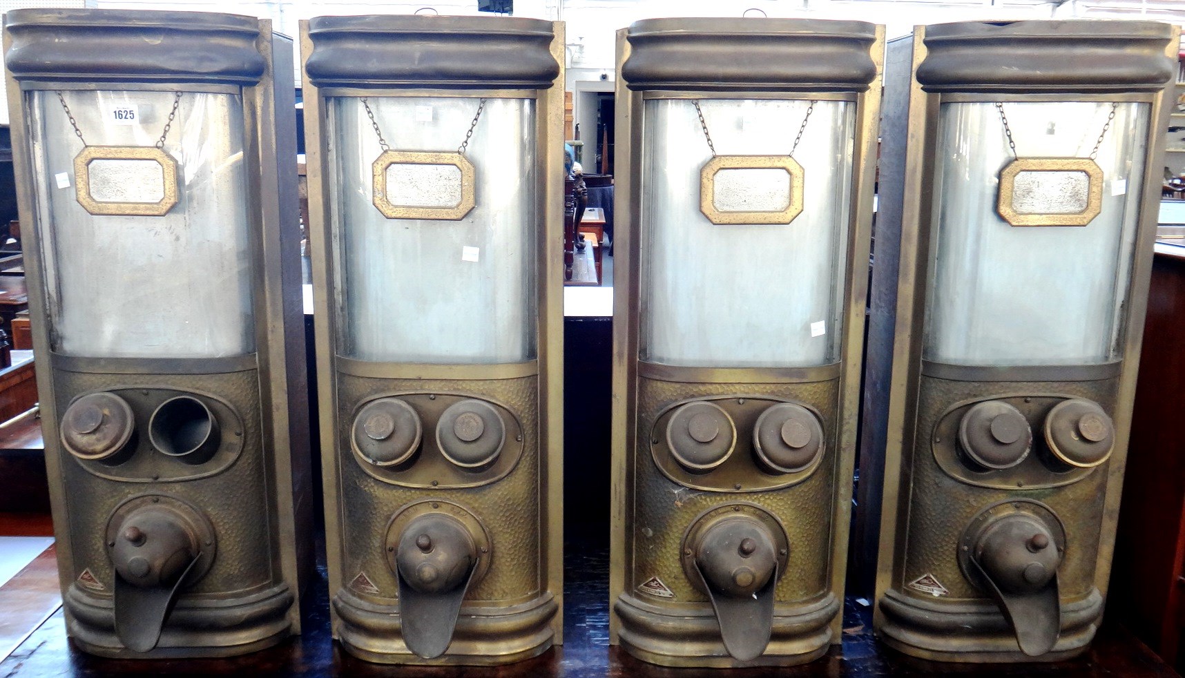 Appraisal: Four German brass coffee dispensers by OTTO KIND second quarter