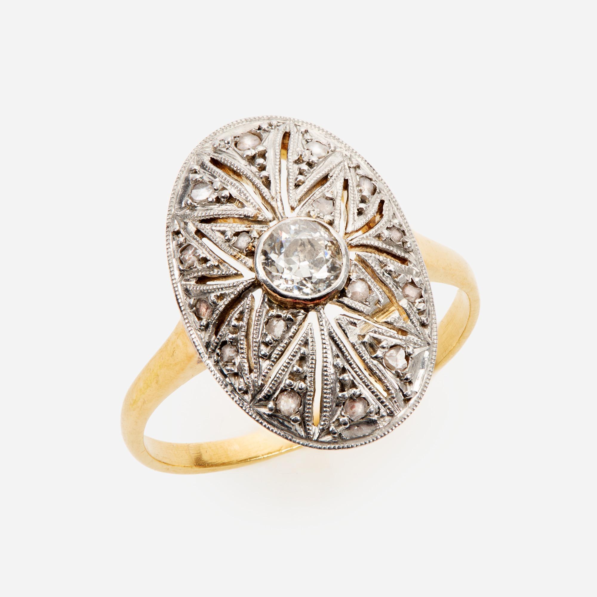 Appraisal: VICTORIAN OLD EUROPEAN CUT DIAMOND RING CTW IN K An