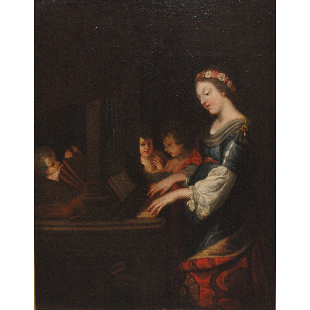 Appraisal: After Jacques Stella St Cecilia Playng the Organ Oil on