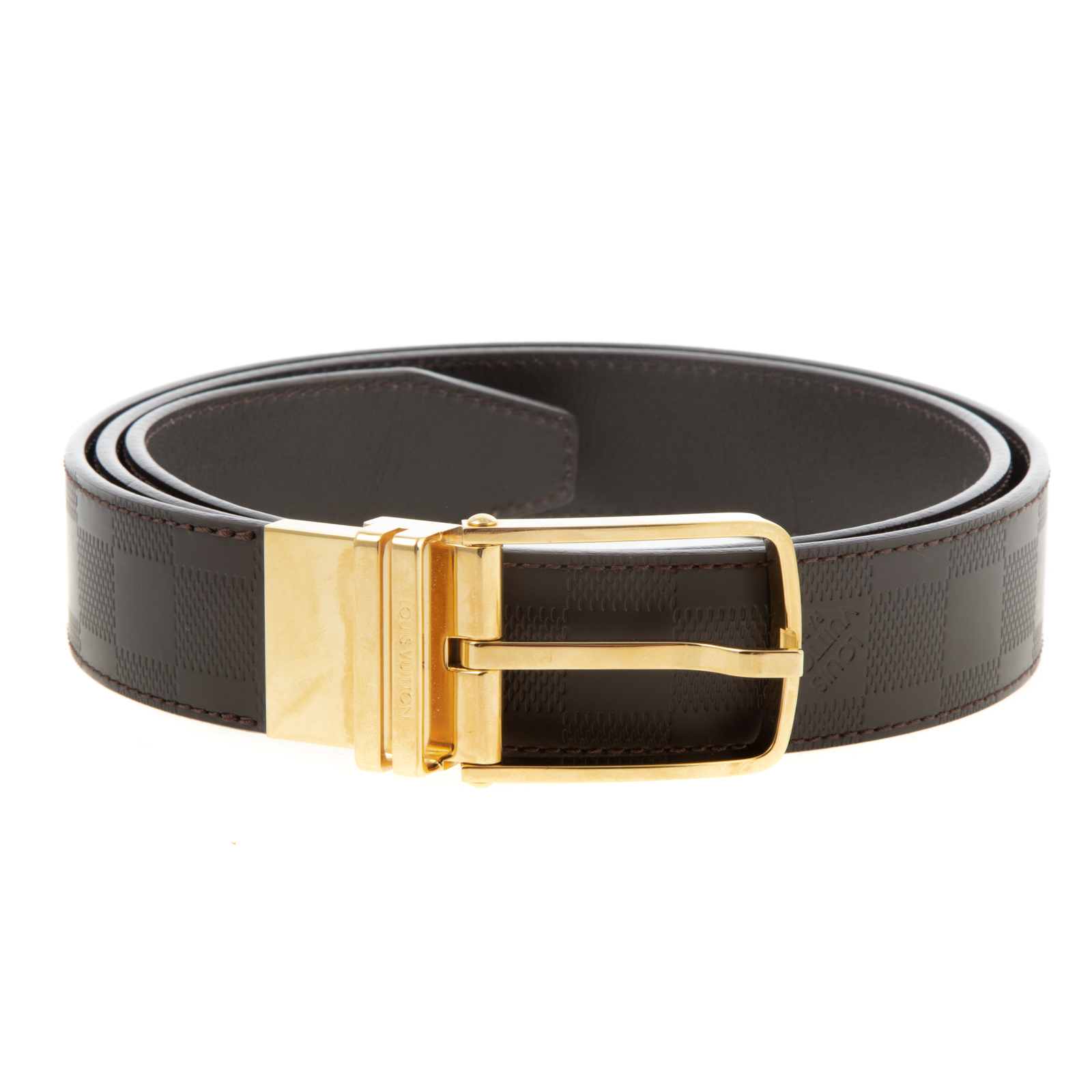 Appraisal: A LOUIS VUITTON DAMIER INFINI LEATHER BELT A brown leather