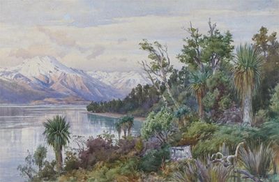 Appraisal: Circle of John Gully New Zealand view with palm trees