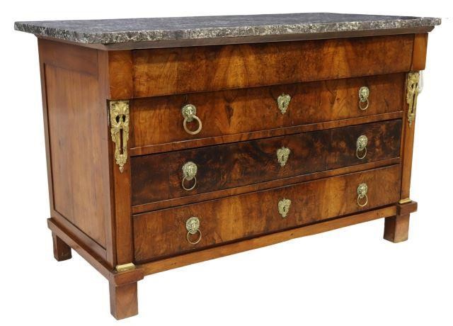 Appraisal: French Empire style marble-top commode th c rectangular marble top