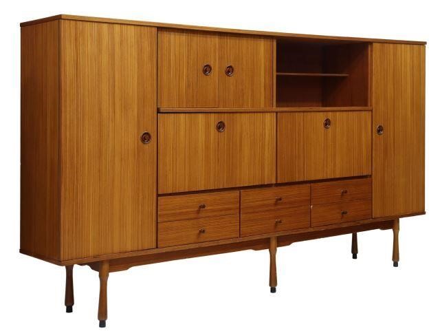 Appraisal: Italian mid-century modern teak sideboard c s two full-length cabinet