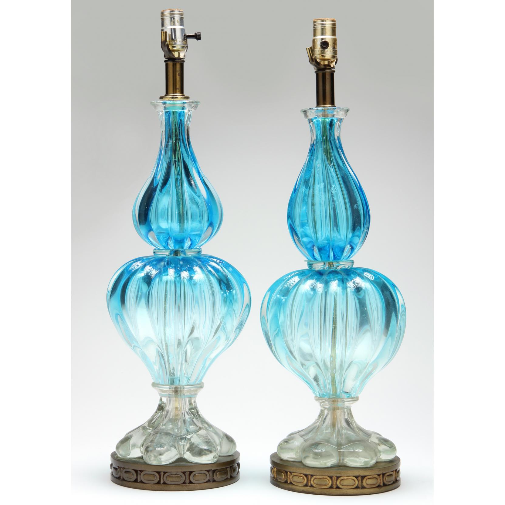 Appraisal: Murano Pair of Art Glass Table Lamps att Seguso Design