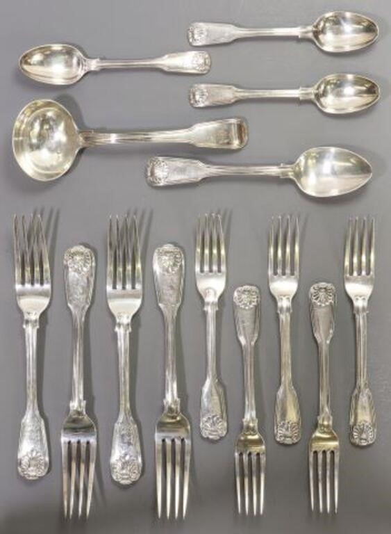 Appraisal: lot of British sterling silver flatware most with shell tip