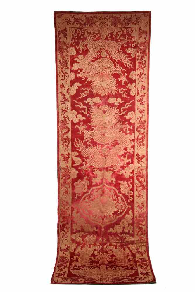 Appraisal: CHAIR COVER - th c Chinese red velvet chair cover