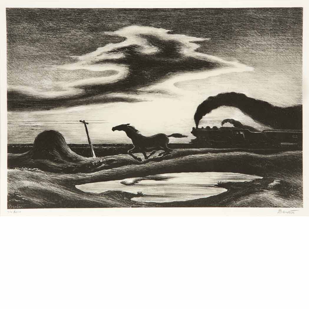 Appraisal: Thomas Hart Benton - THE RACE FATH Lithograph signed and