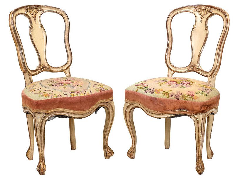 Appraisal: Pair Louis XVI Style Parcel Gilt Side Chairs French or