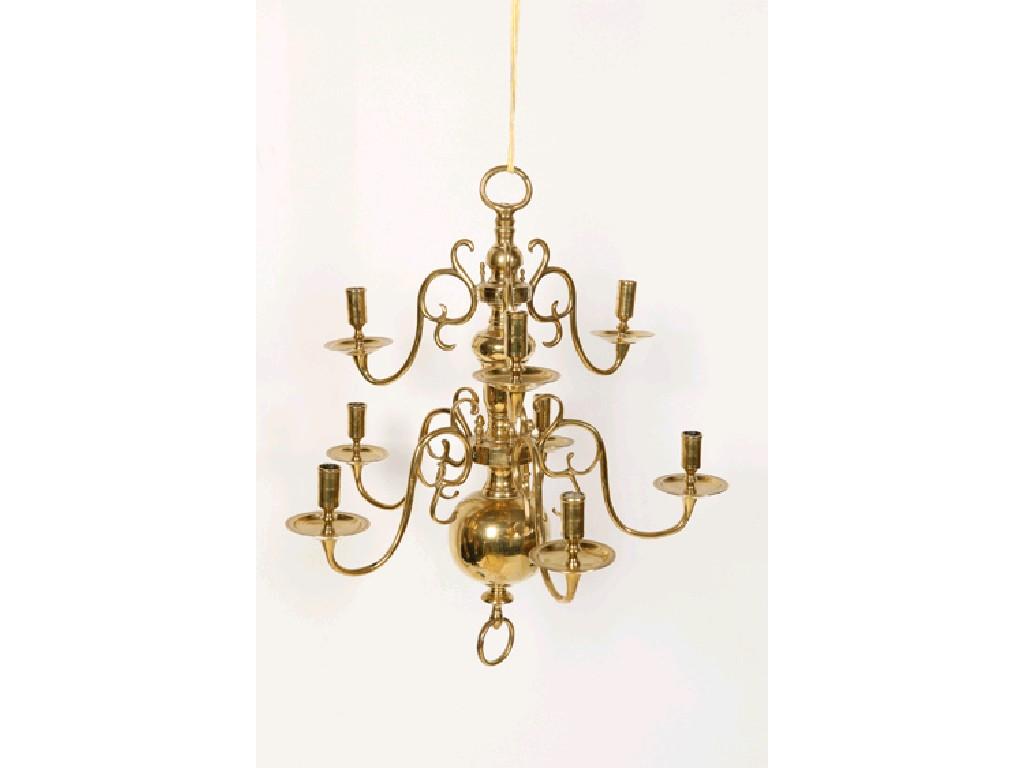 Appraisal: A TH CENTURY STYLE DUTCH HANGING CHANDELIER with a tier