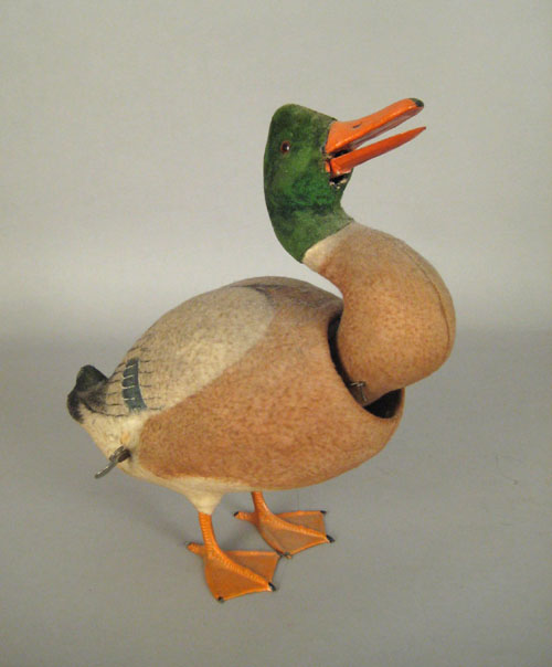 Appraisal: Felt covered clockwork duck nodder ca h