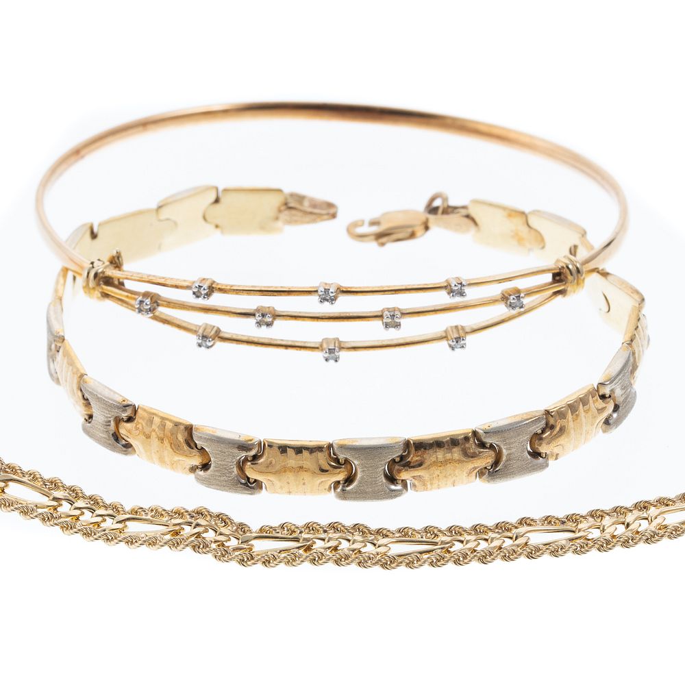 Appraisal: Two Link Bracelets Bangle in K Yellow Gold K yellow