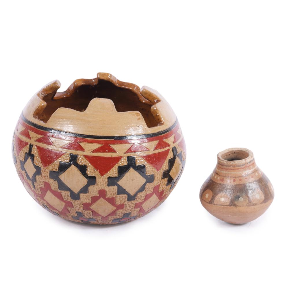 Appraisal: TWO NATIVE AMERICAN POTS NAVAJO NANCY CHILLY SMALL CASA GRANDE