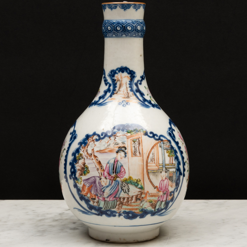 Appraisal: Chinese Export Porcelain Bottle Vase Decorated with Figures in a