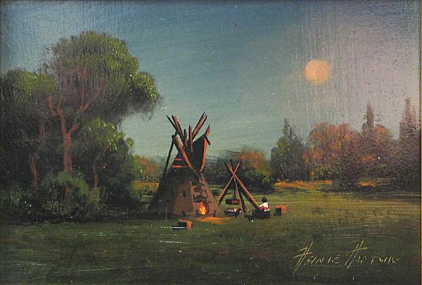 Appraisal: Heinie Hartwig American born Indian Encampment signed 'Heinie Hartwig' lower