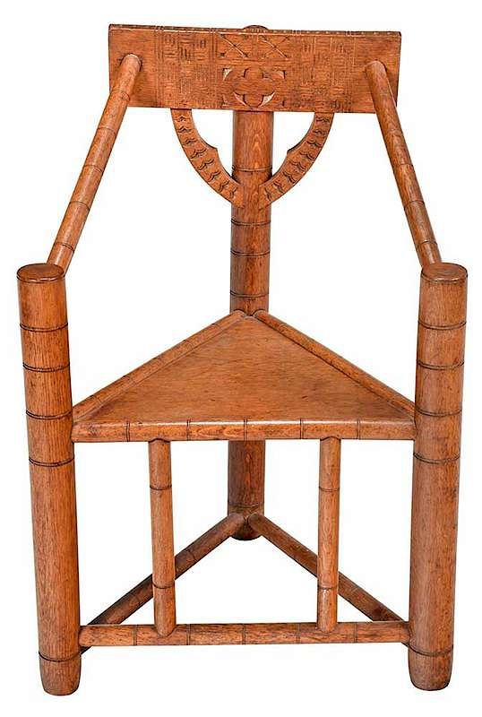 Appraisal: Gothic Style Oak Great Chair British probably late th century