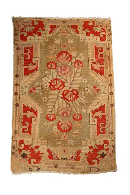 Appraisal: FLORAL India th century Olive ground ' x '