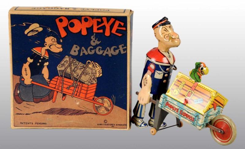 Appraisal: Marx Popeye Express Baggage Cart Toy in Orig Box Description