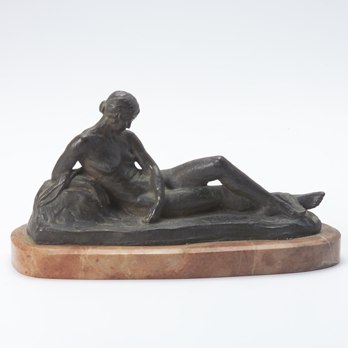 Appraisal: Bronze reclining nude signed by E W Miles x