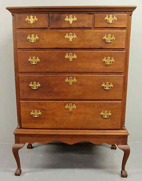 Appraisal: Pennsylvania walnut Chippendale chest-on-frame c the base of a later