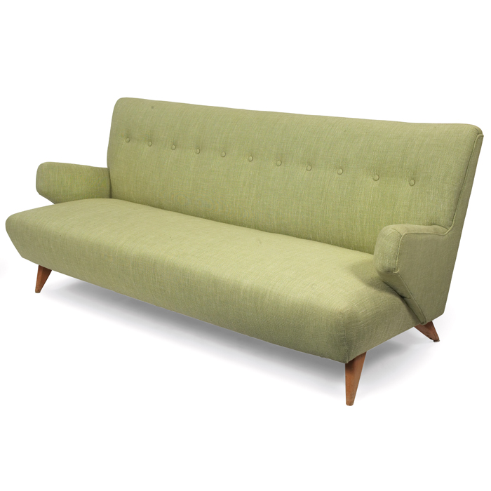 Appraisal: Jens Risom sofa by Knoll s slab seat and tufted