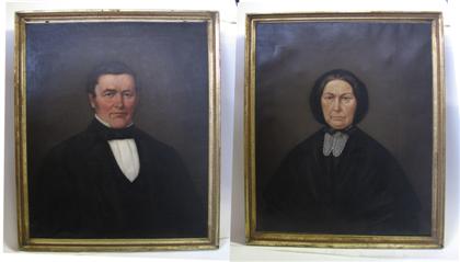 Appraisal: American School th century pair of portraits a lady and