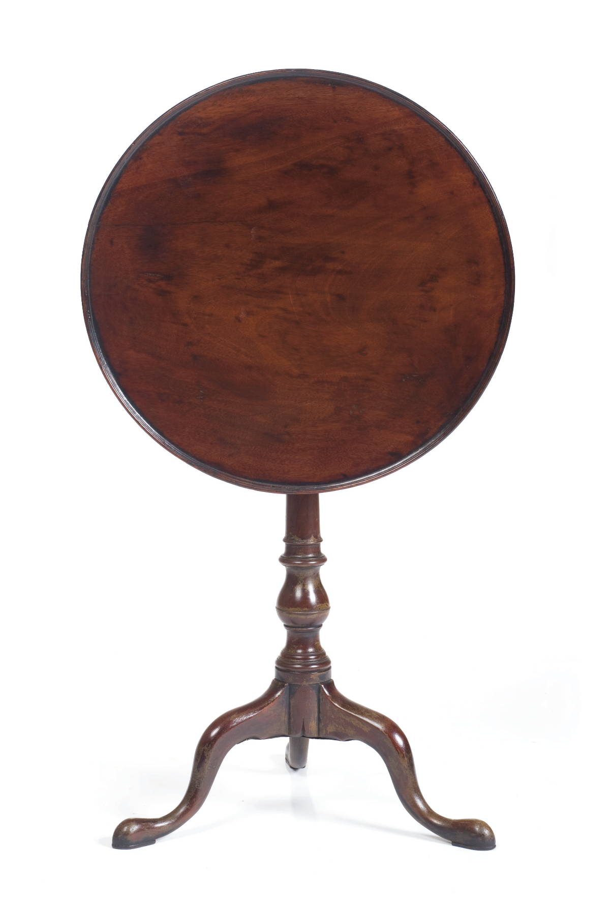 Appraisal: PHILADELPHIA QUEEN ANNE MAHOGANY TILT-TOP BIRDCAGE CANDLESTAND The circular dish-top