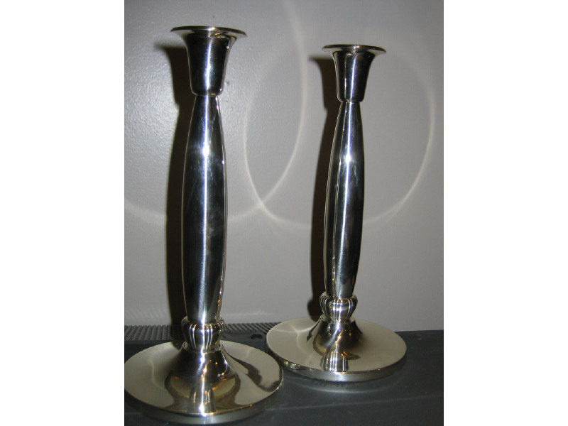 Appraisal: REED AND BARTON Pair of sterling silver modernist candlesticks cement