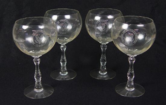 Appraisal: Four House of Representatives Goblets Etched design with Great Seal