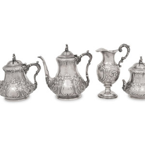 Appraisal: An American Coin Silver Four-Piece Tea and Coffee Service th