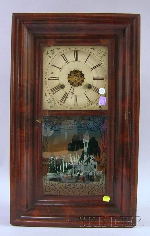 Appraisal: Mahogany Ogee Shelf Clock by William L Gilbert with painted