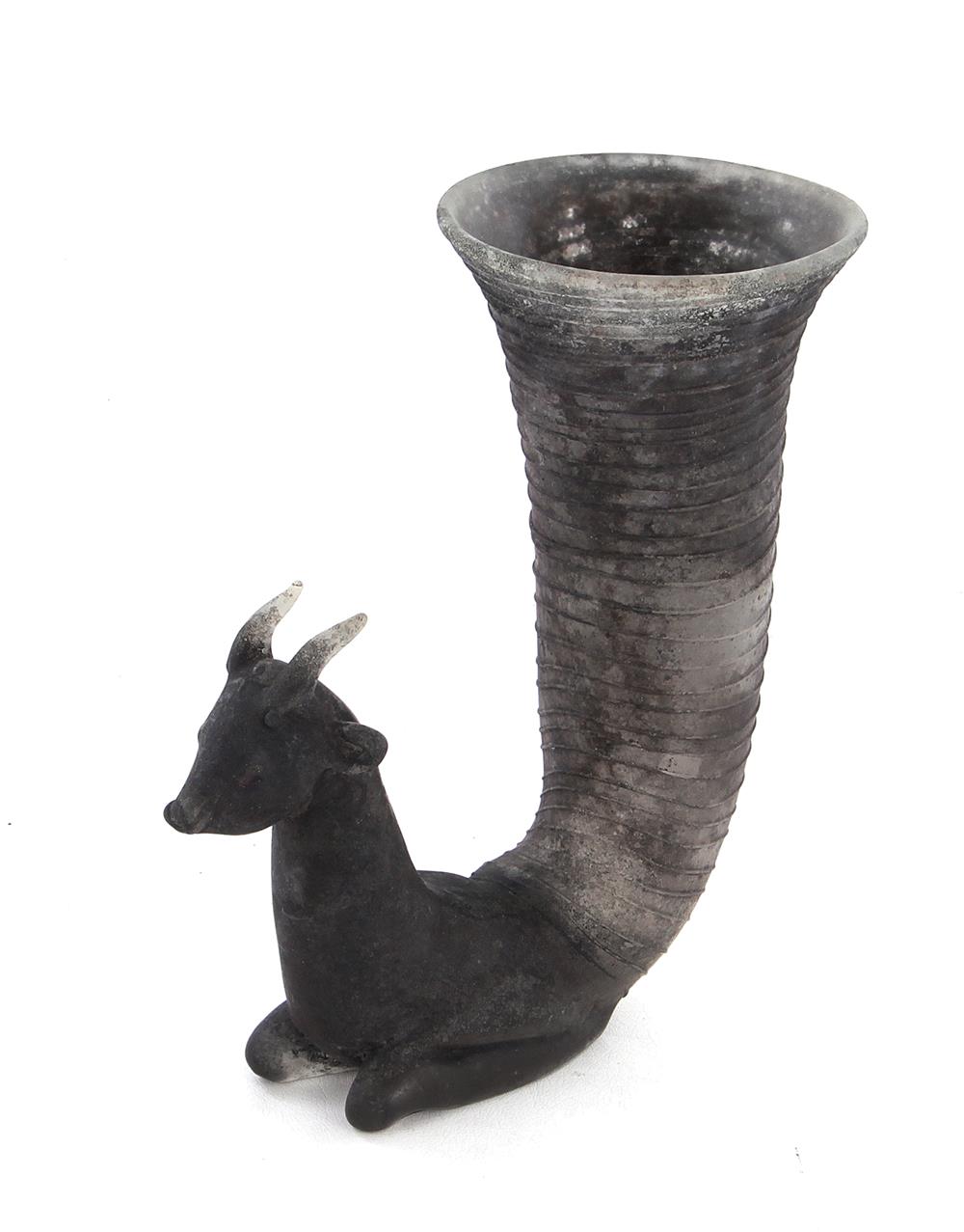 Appraisal: Neoclassic style glass cornucopia goat leading to horn H W