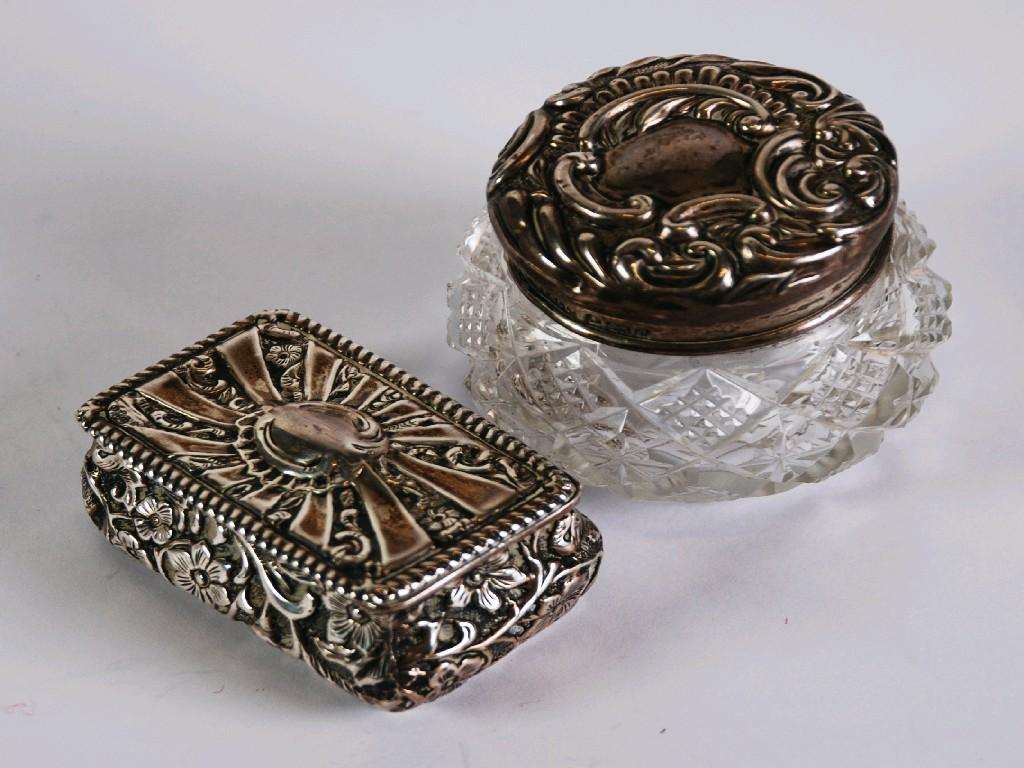 Appraisal: VICTORIAN EMBOSSED SILVER TRINKET BOX by Cornelius Saunders and Frank