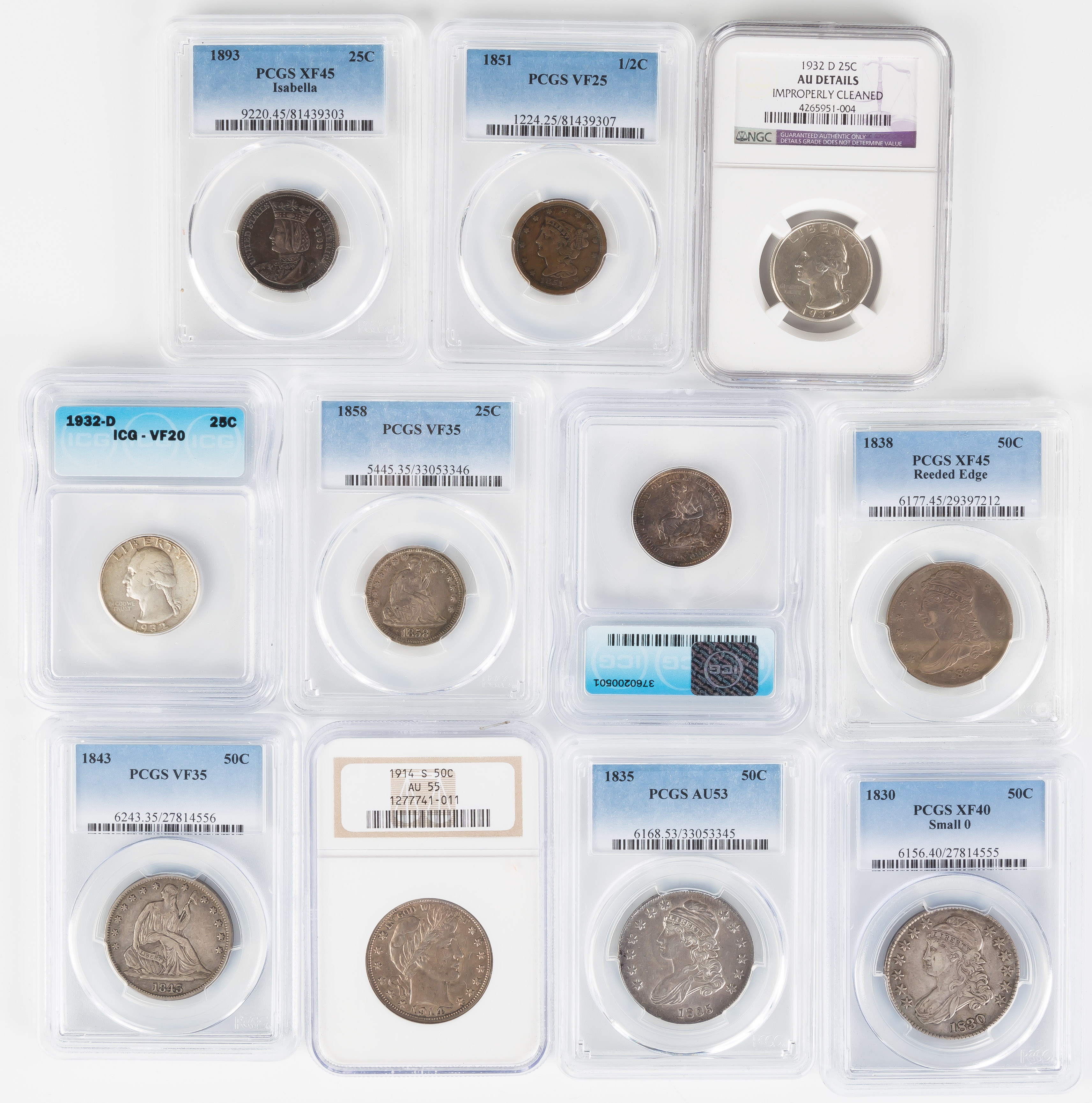 Appraisal: Estate Graded Coin Collection C PCGS XF small C PCGS