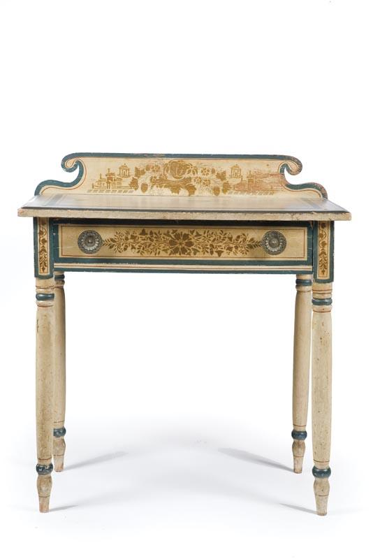 Appraisal: DECORATED DRESSING TABLE New England - pine and sycamore Single