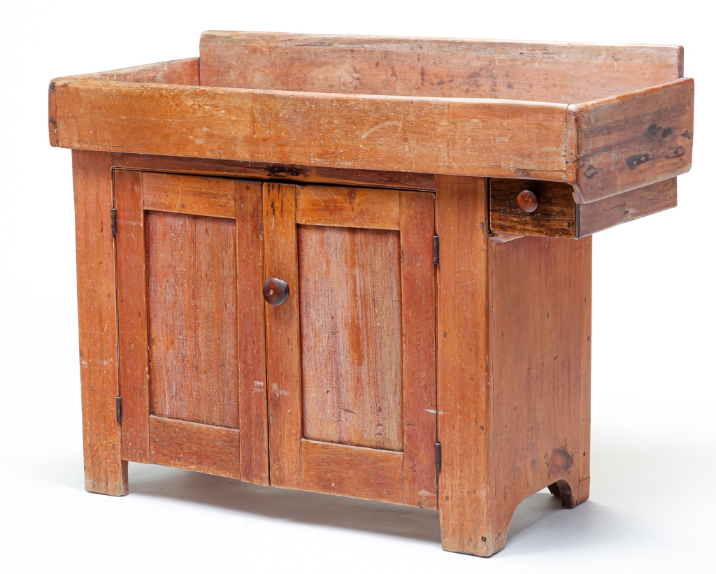 Appraisal: AMERICAN COUNTRY DRY SINK Mid th century poplar and pine