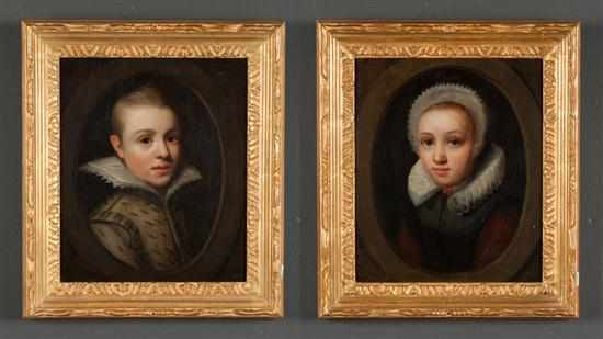 Appraisal: Dutch School th century Portraits of a Boy and Girl