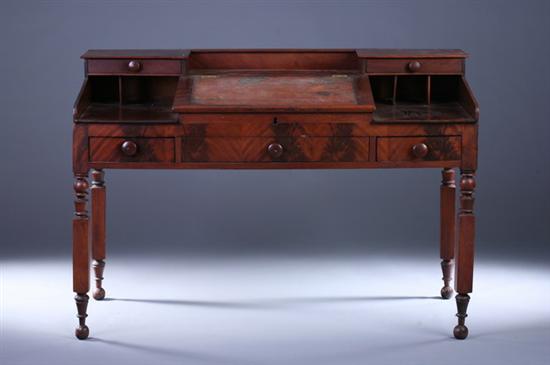 Appraisal: AMERICAN LATE FEDERAL MAHOGANY SLANT-TOP WRITING TABLE th Century Super-structure