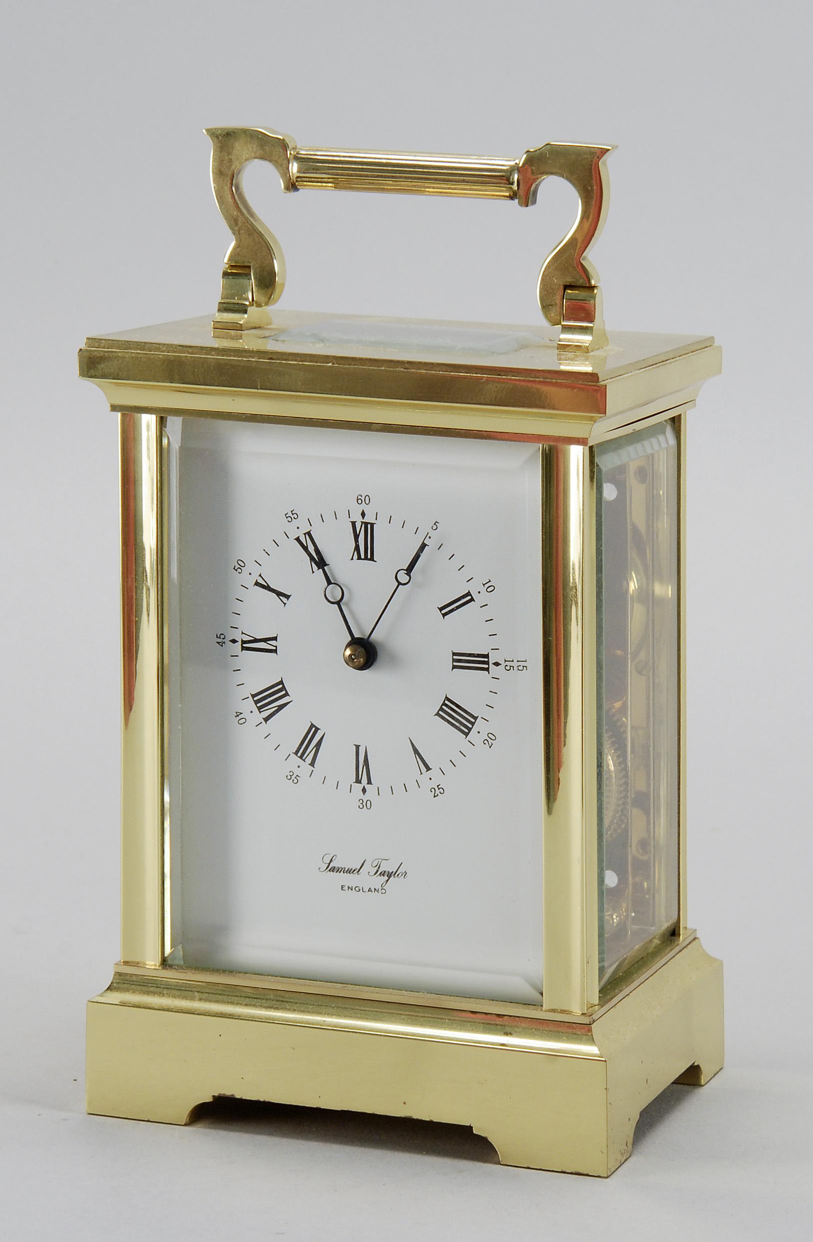 Appraisal: LATE FRENCH-STYLE CARRIAGE CLOCK Marked on face Samuel Taylor England