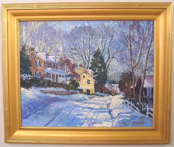 Appraisal: Rivertown Bucks County winter landscape oil on canvas x SLR