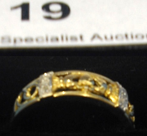 Appraisal: CT White Yellow Gold Diamond Claddagh Ring size M retail