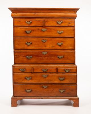 Appraisal: A late th Century pine tallboy chest fitted an arrangement