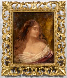 Appraisal: Angelo Asti Oil on Canvas Portrait of a Lady Angelo